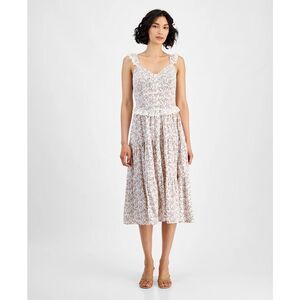 And Now This Women's Floral Tiered Lace-Trim Midi Dress Size M